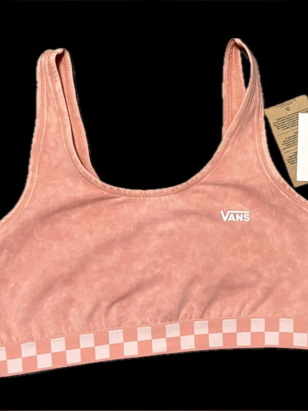 Vans Coral Pink Bralette with Checkerboard Print